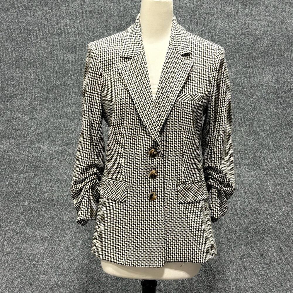 Veronica Beard Dickey Blazer Womens 8 Multi Berkshire Houndstooth Sleeve Jacket